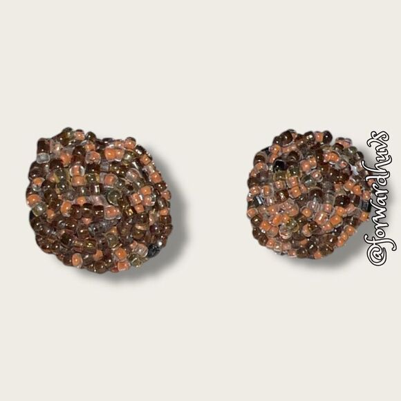 Antique Japan Non-Pierced Seed Bead Clip Earrings - Picture 7 of 10